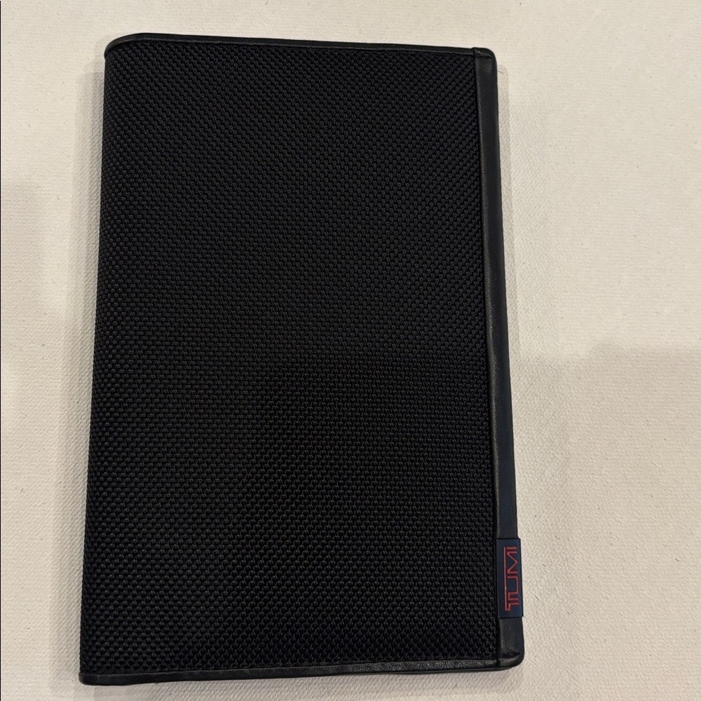 Tumi Black Passport Holder Travel Wallet Ballistic Nylon and Leather